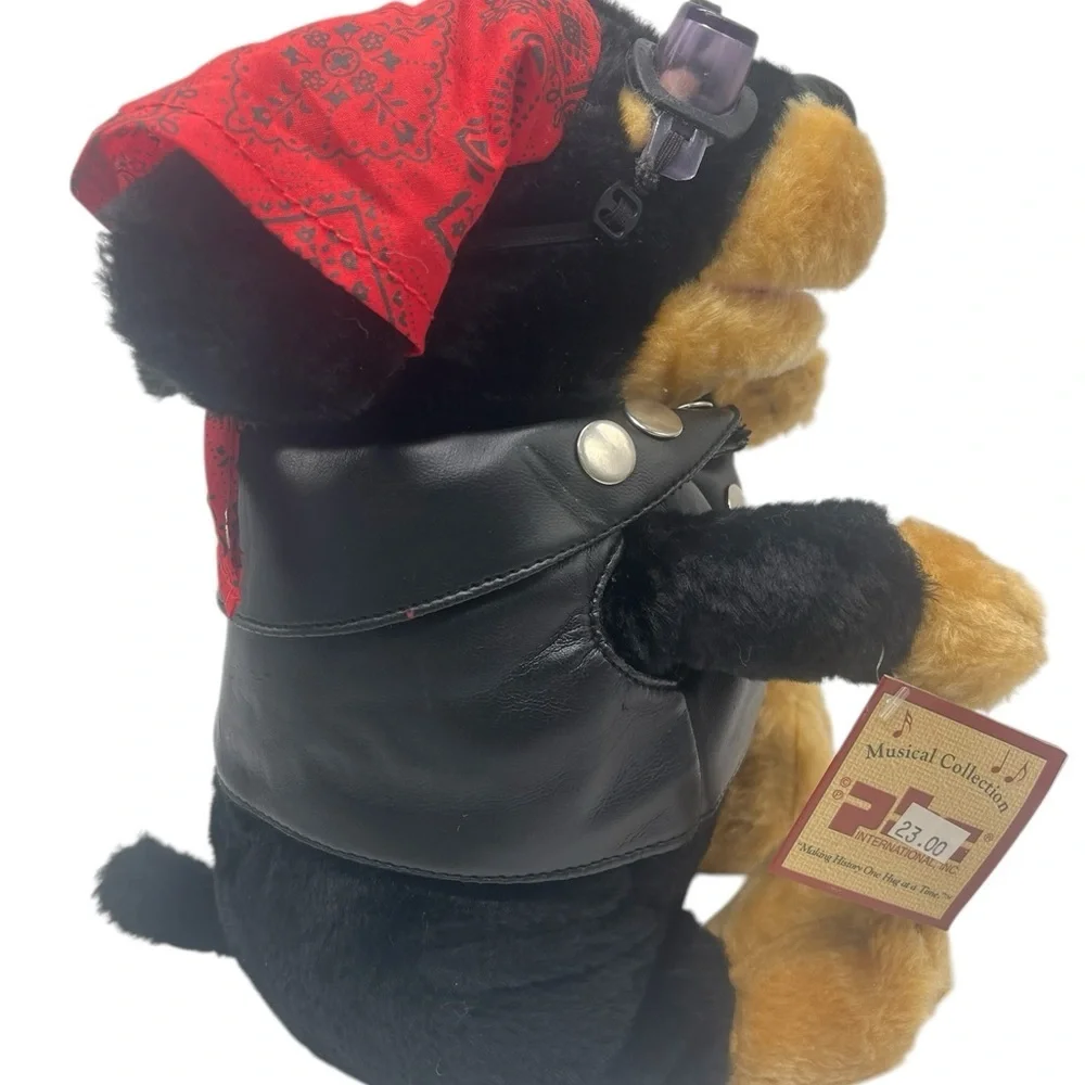 Biker Dog Wearing Leathers Plush Animal Sings Born To Be Wild PBC Int.